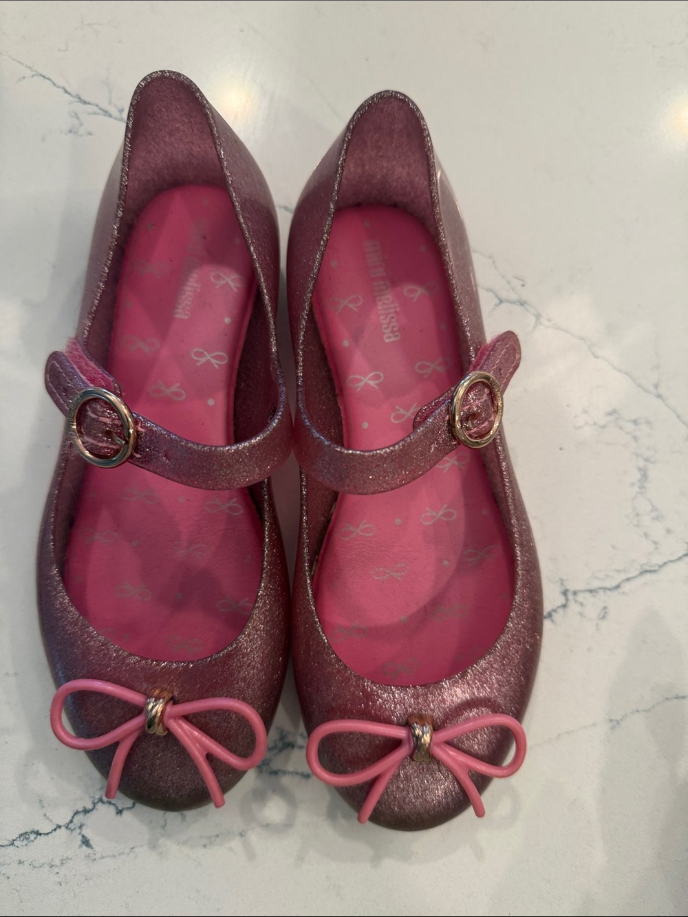 Mini Melissa Girls Glitter Pink Mary Janes
